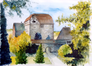 Nr. 456 Altensteiger Schloß mit Schloßgarten im Herbst, Format: 70 x 50 cm, Preis o. Rahmen: 80 €