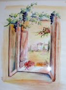 Nr. 133 Fenster mit Trauben, Format: 30 x 40 cm, Preis o. Rahmen: 50 €