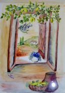 Nr. 134 Fenster mit Zitronen, Format: 30 x 40 cm, Preis o. Rahmen: 50 €