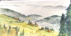 Nr. 487 Schwarzwaldpanorama: Blick vom Schauinsland, Aquarell a. Leinwand, Format: 80 x 40 cm, Auftragsarbeit