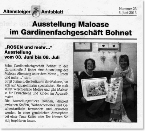 Ausstellung Bohnet Amtsblatt