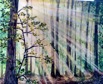Nr. 489 Licht durchflutet den Wald, Aquarell a. Leinwand mit Strukturpaste, Format: 120 x 100 cm, verkauft