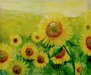 Nr. 536 Sunflowers, Aquarell a. Leinwand, 120 x 100 cm